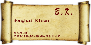 Bonyhai Kleon névjegykártya